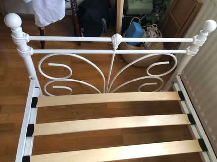 Photo of free Single White Bed Frame + Mattress (SG4 Hitchin) #4
