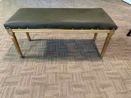 Photo of free Wooden bench w vinyl upholstery (Valencia Avenue, Sunnyvale) #2