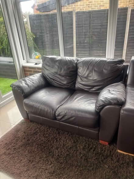 Photo of free Chocolate dark brown leather sofa (Horsham RH12) #3