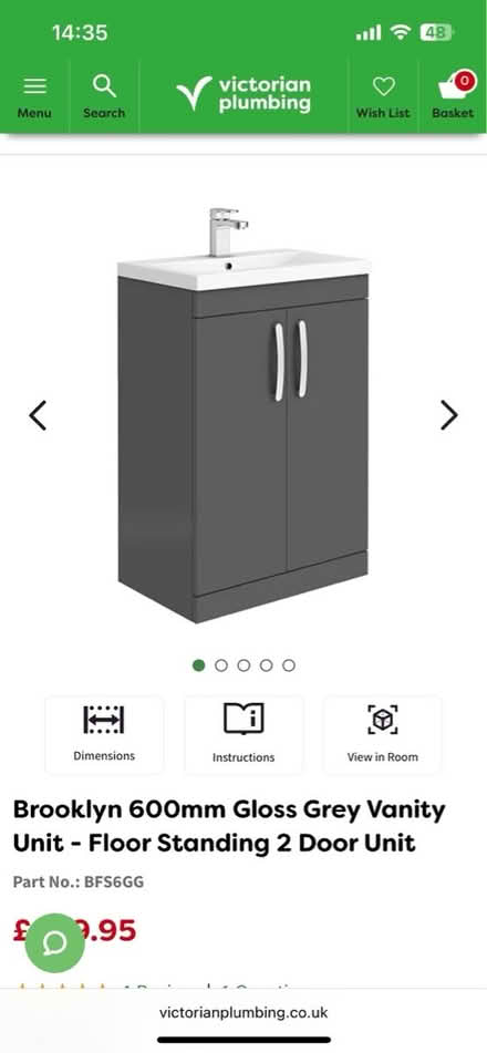 Photo of free Grey gloss basin unit 600cm (Whitton TW3) #1