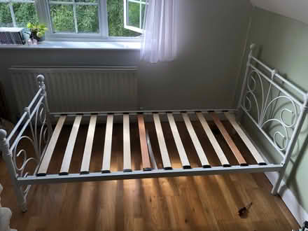 Photo of free Single White Bed Frame + Mattress (SG4 Hitchin) #2