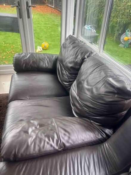 Photo of free Chocolate dark brown leather sofa (Horsham RH12) #2