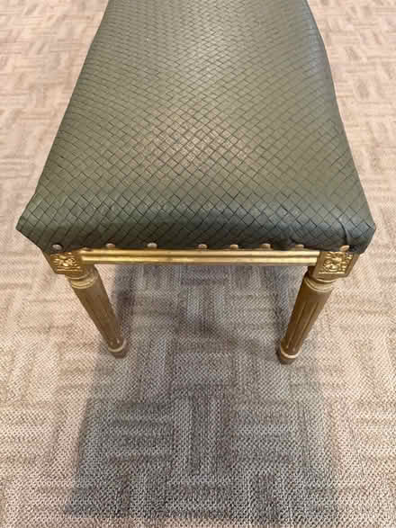 Photo of free Wooden bench w vinyl upholstery (Valencia Avenue, Sunnyvale) #1