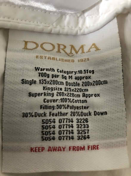 Photo of free DORMA Single Duvet (Sandal WF2) #2