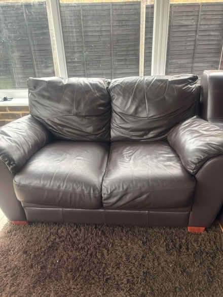 Photo of free Chocolate dark brown leather sofa (Horsham RH12) #4
