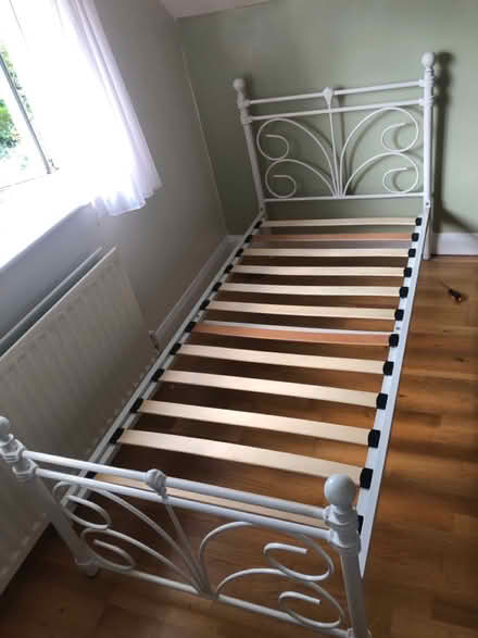 Photo of free Single White Bed Frame + Mattress (SG4 Hitchin) #1