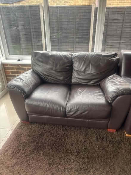 Photo of free Chocolate dark brown leather sofa (Horsham RH12) #1