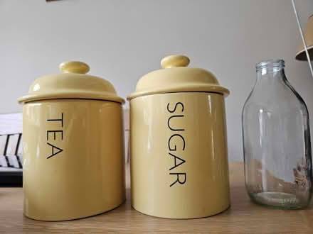 Photo of free 2 yellow storage jars (Weybridge KT13) #1