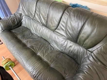 Photo of free Leather sofa with wood frame (Crouch End N8) #3