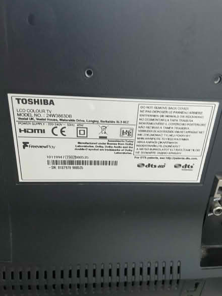 Photo of free 24” Toshiba tv (Lewisham, SE13) #2