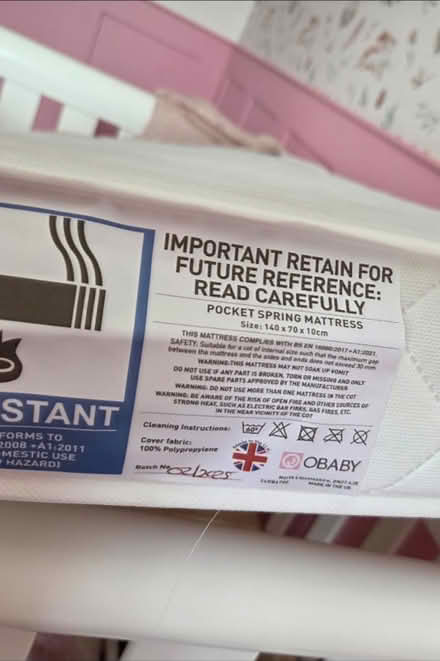 Photo of free Cot Mattress (Tyldesley M29) #2