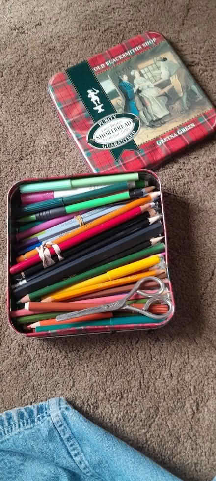 Photo of free Coloured pencils & felt tips in tin (Kings Heath B14) #1