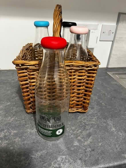 Photo of free Milk bottles and basket (WV12) #1