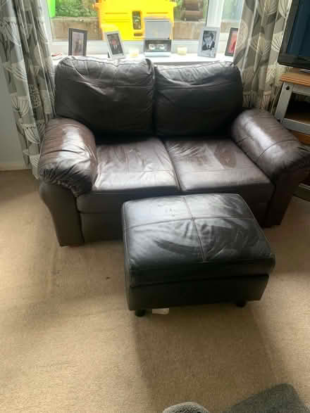 Photo of free 2 seater sofa and stool with storage (Moor End HX2) #1