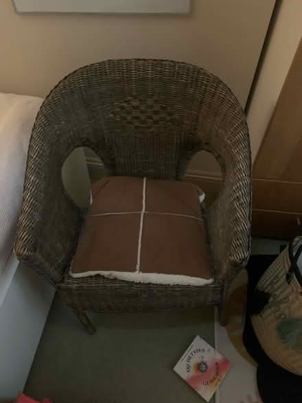 Photo of free Wicker chair and cushion (South Hackney) #1