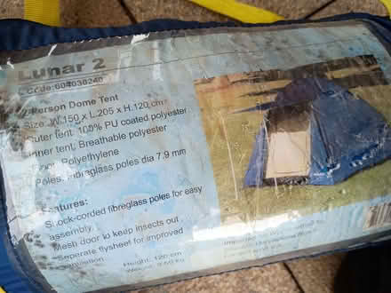 Photo of free small 2 man tent in packing with poles (Bridge of Allan FK9) #1
