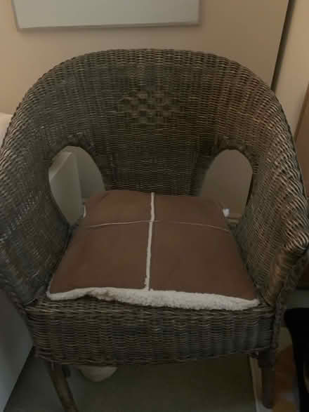 Photo of free Wicker chair and cushion (South Hackney) #2
