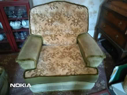 Photo of free 3 piece suite, reversible cushions, no fire label (Little Herberts GL53) #4