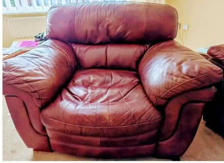Photo of free 3 seat leather settee and matching chair (Earnshaw Bridge PR26) #2