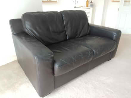Photo of free 2 Seater Brown Leather Sofa (Chichester) #1