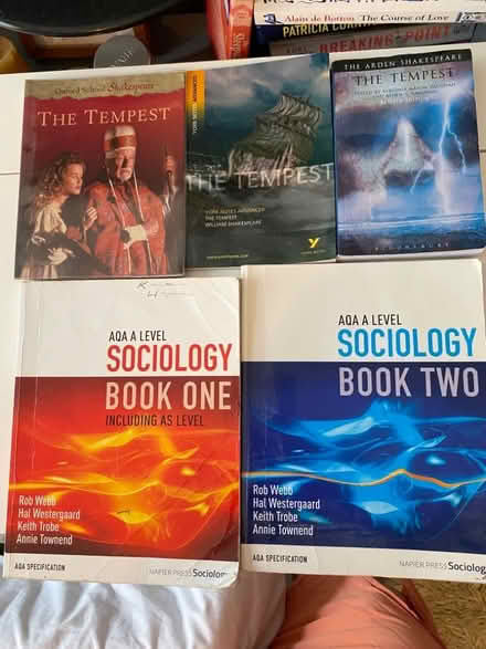 Photo of free A level course books sociology and The Tempest (Bernards Heath AL1) #1
