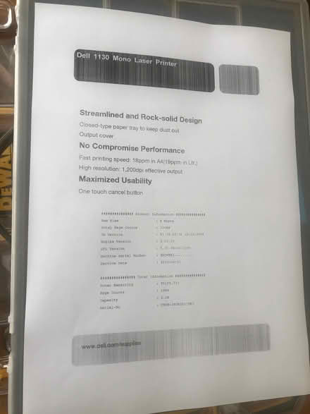Photo of free Dell 1130 laser printer (IP1) #2