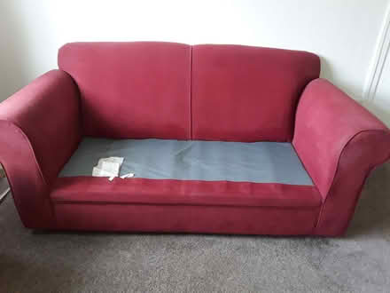 Photo of free Red velvet upholstered sofa (Blacon CH1) #3