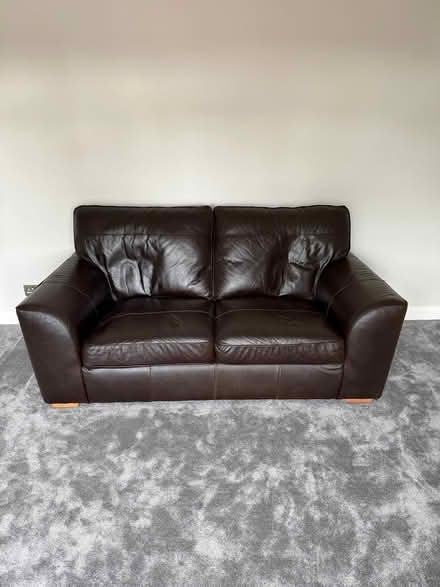 Photo of free Large Brown Leather Settee & Armchair (Spring Park CR0) #1