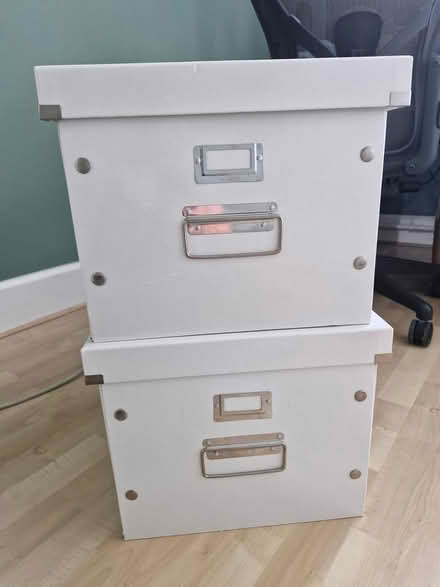 Photo of free 2 white filing boxes (Mitcham) #1