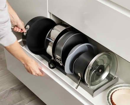Photo of free Grey expanding cookware organiser (Micheldever, SO21 3DF) #2