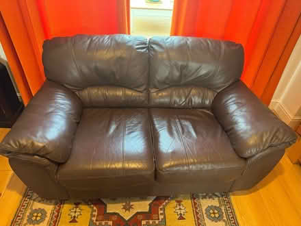 Photo of free Real Leather Settee (Brown) (Timsbury) #1