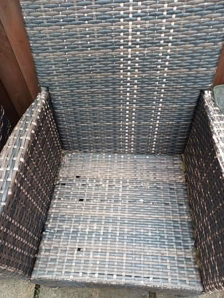 Photo of free Garden Furniture - 3 plastic rattan chairs, 2 side tables (Moor Park HA6) #2
