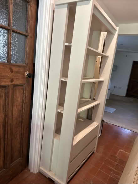 Photo of free Tall wooden bookshelf and drawers (Haslemere Surrey) #1