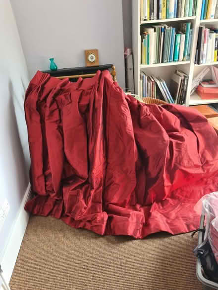 Photo of free 2x red satin finish lined curtains (Wellow, Bath) #1