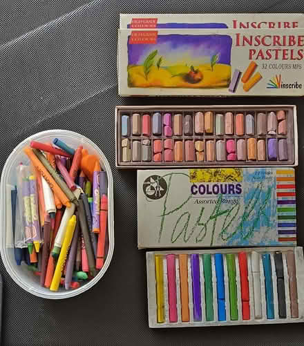 Photo of free Assorted Pastels and box full of crayons (Manor Park Estate SG6) #1