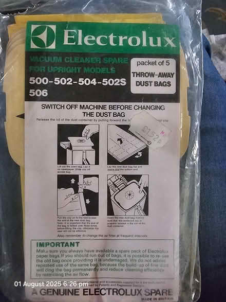 Photo of free Electrolux vacuum cleaner bags (Clapham MK41) #1