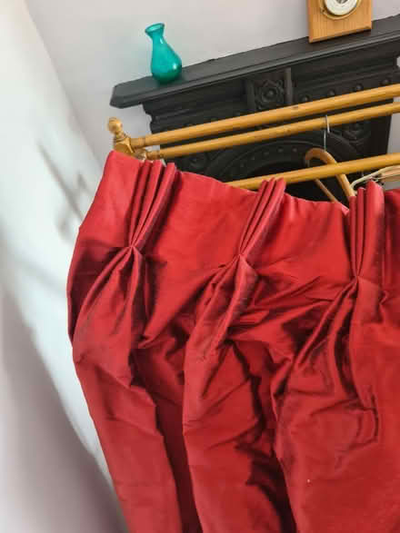 Photo of free 2x red satin finish lined curtains (Wellow, Bath) #2