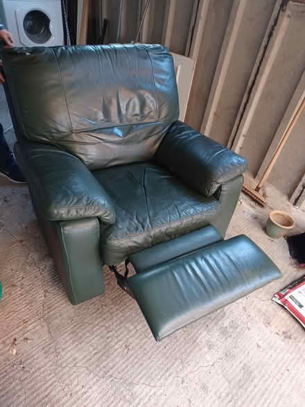 Photo of free Green leather recliner (Robbertown, WF15) #2