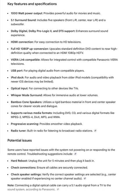 Photo of free panasonic hometheatre sound system (Aberthin, Cowbridge CF71) #3