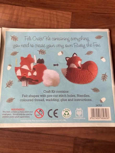 Photo of free Fox felt craft kit (Howhlill Quarries HG2) #2