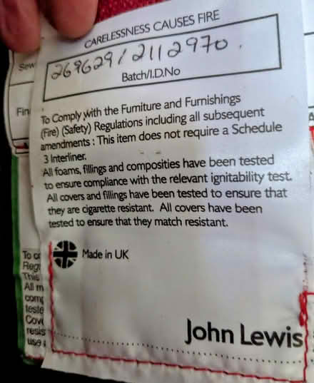 Photo of free John Lewis Red Single Armless Sofa (Holland Park W11) #3