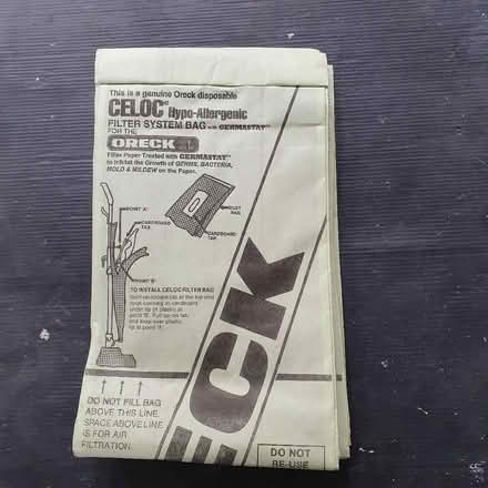 Photo of free 4 Oreck filter bags (Upper Norwood SE19) #2