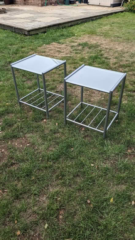 Photo of free Pair Silver Metal and Glass Side tables (Camberley GU15) #3