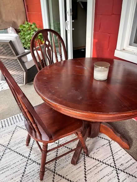 Photo of free Pedestal Wood Table/4 chairs (South Hills) #1