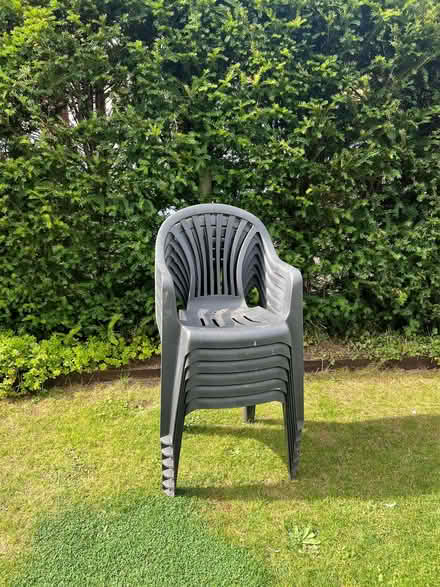 Photo of free 6 plastic garden chairs (Cleobury Mortimer DY14) #1