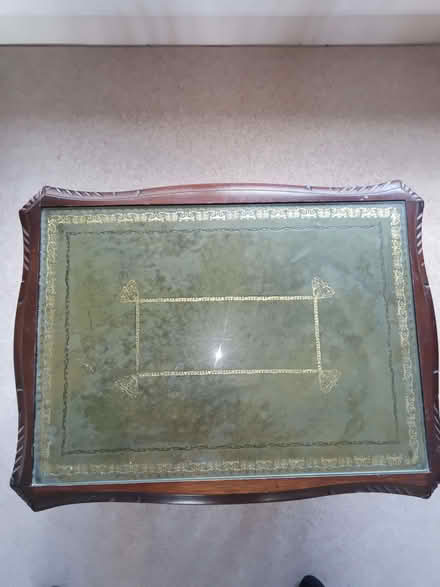 Photo of free Set of three glass/leather topped stacking occasional tables (Heswall CH60) #2