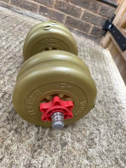 Photo of free 1x York Dumbell with 10kg weights (OX16 Cherwell heights) #3