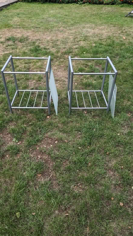Photo of free Pair Silver Metal and Glass Side tables (Camberley GU15) #2