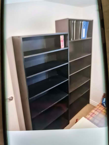 Photo of free 2x tall black Ash book shelves (Reddish SK5) #1