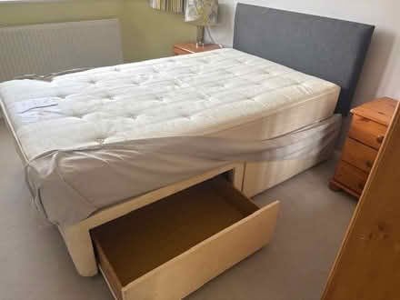 Photo of free Small Double Divan With Mattress, 2 Storage Drawers & Headboard (CT12) #3